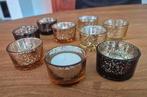 9x waxinelichthouder glas, Overige materialen, Zwart, Ophalen of Verzenden, Zo goed als nieuw