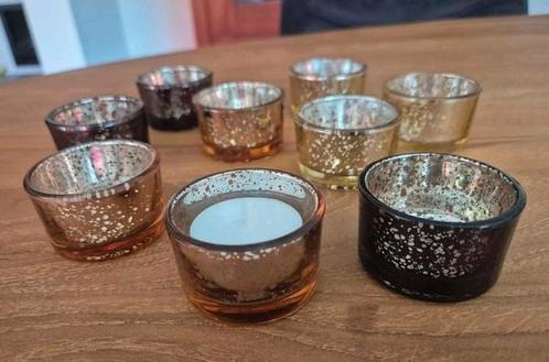 9x waxinelichthouder glas, Huis en Inrichting, Woonaccessoires | Kandelaars en Kaarsen, Zo goed als nieuw, Kandelaar, Minder dan 25 cm