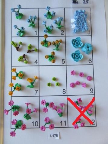 L178 *NIEUW* LEGO BLOEMEN BLAUW ROZE LIMEGROEN PLANT STENGEL beschikbaar voor biedingen