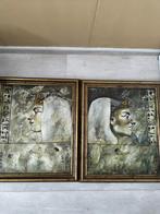 Schilderijen op doek met mooie lijst., Ophalen of Verzenden