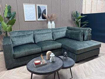 ZGAN Velvet Velours Hoekbank - Groen - 290 x 180 beschikbaar voor biedingen