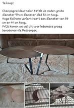 Twee salon tafels in de kleur champagne., Ophalen, 50 tot 100 cm, Rond, 50 tot 100 cm