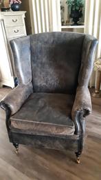 Lederen oorfauteuil, Huis en Inrichting, Fauteuils, Ophalen, 75 tot 100 cm, Leer, 75 tot 100 cm