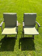 Teakhouten Stoelen met kussens, Tuin en Terras, Tuinstoelen, Ophalen of Verzenden, Zo goed als nieuw, Teakhout