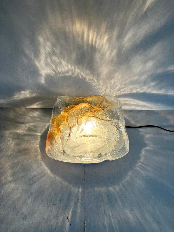 Vintage plafondlamp of plafonnière van Mazzega Murano, Huis en Inrichting, Lampen | Plafondlampen, Gebruikt, Glas, Ophalen of Verzenden