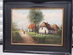 Schilderij Boerderij tafreel, Antiek en Kunst, Kunst | Schilderijen | Klassiek, Ophalen