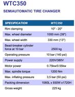 WTC350 Banden demonteermachine, Auto diversen, Autogereedschap, Paderbornstraat 1, Info@wolftools.nl, Wolf Tools, Nieuw