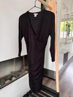 Zwart jurkje H&M gedrapeerd waterval, H&M, Ophalen of Verzenden, Zo goed als nieuw, Maat 36 (S)