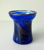 Glazen vaas blauw wit en bruin met wijde hals Malta 3504-g, Ophalen of Verzenden