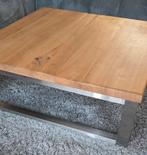 Mooie licht eiken houten salontafel met rvs frame, Huis en Inrichting, Tafels | Salontafels, Ophalen, 100 tot 150 cm, 50 tot 100 cm
