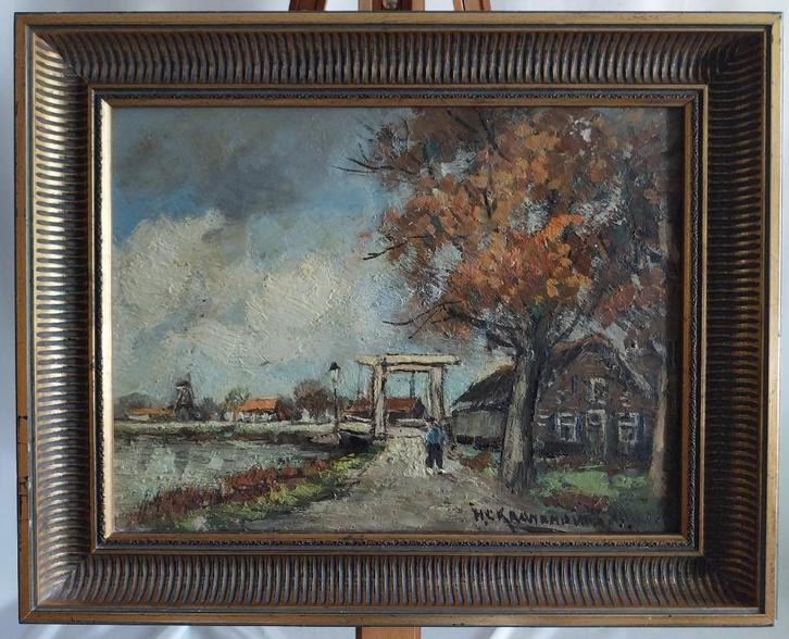 H.C. Kranenburg jr.(1917-1997) - Hollands landschap - 1950, Antiek en Kunst, Kunst | Schilderijen | Klassiek, Ophalen of Verzenden