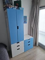 Blauw-witte Stuva kinderkast met lades en deuren en ladeblok, Ophalen, Gebruikt, 50 tot 100 cm, Met lade(s)