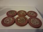 6 vintage onderzetters, Huis en Inrichting, Woonaccessoires | Onderzetters, Ophalen of Verzenden, Glas of Kopje