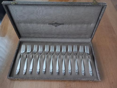 12 zilveren gebaksvorkjes, 192 gram sterling zilver 925/000, Antiek en Kunst, Antiek | Goud en Zilver, Zilver, Ophalen of Verzenden