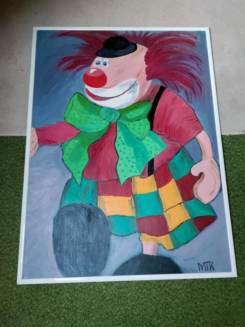 Clown,schilderij,Veranda,kleur,MTK,circus,woning,groot,Osse, Antiek en Kunst, Kunst | Schilderijen | Abstract, Ophalen