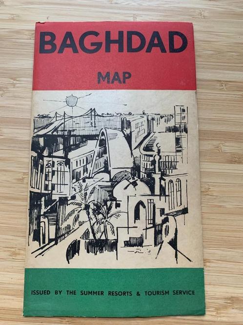 Vintage Baghdad Tourist Map Bagdhad Toeristen kaarten, Boeken, Atlassen en Landkaarten, Gelezen, Landkaart, Overige gebieden, 1800 tot 2000