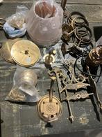 Doos vol oude olielamp delen en kappen, Antiek en Kunst, Ophalen of Verzenden