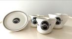 MMH logo Melkkannetjes & Petit Four Bordjes Set, Gebruikt, Overige typen, Ophalen of Verzenden, Effen