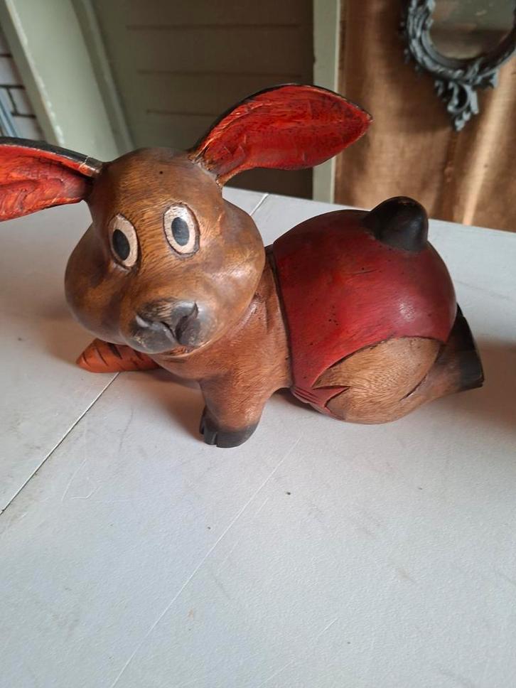 Houten Konijn Decoratie, Verzamelen, Spaarpotten, Gebruikt, Dier, Hout, Ophalen of Verzenden