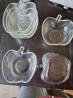 Vintage fruitschaaltjes vorm appel, Ophalen, Effen, Glas, Schaal of Schalen