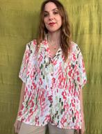 Vintage blouse - 90s - print - roze/ wit - XL/42, Hgv, Maat 42/44 (L), Ophalen of Verzenden, Roze