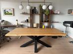 Eettafel massief hout met zwart metalen X-onderstel, Ophalen, Scandi, 200 cm of meer, 50 tot 100 cm