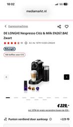 Nespresso De'Longhi CitiZ EN 267.BAE, Melk en koffiemachine,, Ophalen, Zo goed als nieuw, Koffiemachine