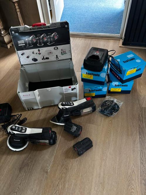 Schuurmachine set Rupes op accu set 2 mnd oud, Doe-het-zelf en Verbouw, Gereedschap | Schuurmachines, Zo goed als nieuw, Excentrische schuurmachine