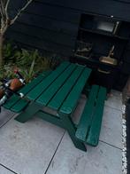 Kinder picknick tafel donkergroen, Tuin en Terras, Ophalen, Zo goed als nieuw, Rechthoekig, Hout