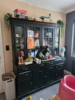 Zwarte Vitrinekast met Glasdeuren, Huis en Inrichting, Kasten | Buffetkasten, Ophalen, Gebruikt, Klassiek, 150 tot 200 cm