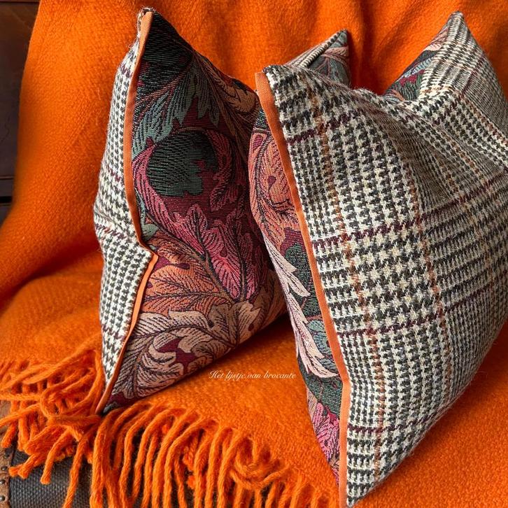 Engelse SET kussens William Morris Acanthus/Harris Tweed, Huis en Inrichting, Woonaccessoires | Kussens, Nieuw, Overige kleuren