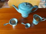 Verzilverd theepot, melkkan, theeschaaltje van Douwe Egberts, Antiek en Kunst, Ophalen of Verzenden