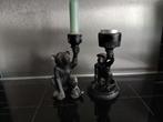 2 kandelaars aap, Huis en Inrichting, Woonaccessoires | Kandelaars en Kaarsen, Overige materialen, Gebruikt, Ophalen of Verzenden