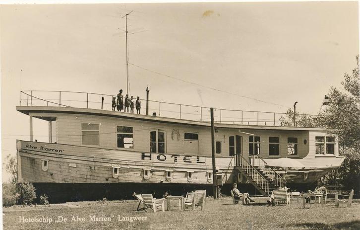 1171  Hotelschip  De Alve  Marren  Langweer, Verzamelen, Scheepvaart, Kaart, Foto of Prent, Ophalen of Verzenden