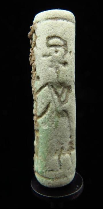 Elamitische/Mesopotamische Faience versierde zegelcilinder beschikbaar voor biedingen