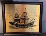 Te koop: koperen etsplaat schip Mayflower 41 x 53, Antiek en Kunst, Kunst | Etsen en Gravures, Ophalen of Verzenden