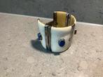 Bijzondere manchet armband been bot lapiz lazuli verstelbaar, Ophalen of Verzenden, Gebruikt, Met edelsteen