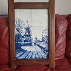 Delfts Blauw Tegeltableau met Molens in Houten Lijst, Antiek en Kunst, Ophalen of Verzenden
