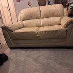 Witte bankstel leer, Ophalen, Gebruikt, Crème klassiek, 150 tot 200 cm