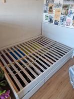 Bedframe met lades (inclusief of exclusief matras), Huis en Inrichting, Slaapkamer | Bedden, Ophalen, Gebruikt, Wit, Tweepersoons