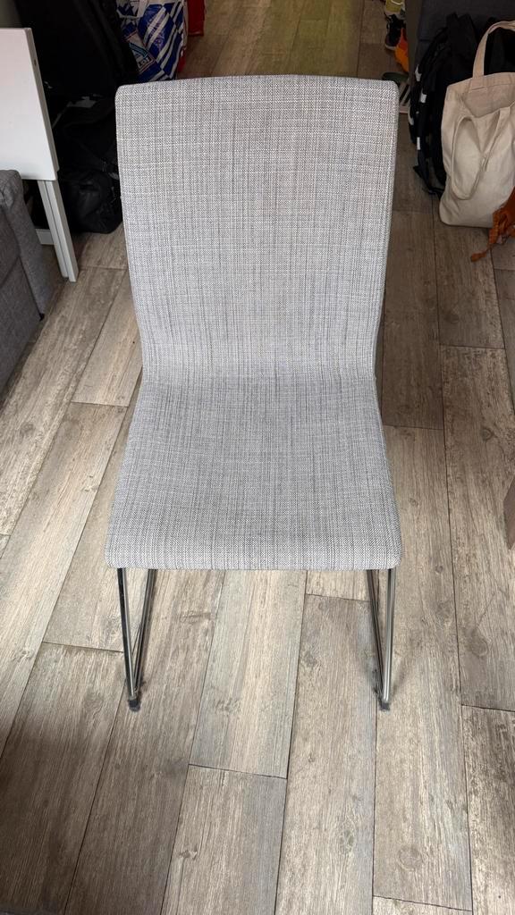 Set van 4 eetkamerstoelen, Huis en Inrichting, Stoelen, Gebruikt, Vier, Stof, Grijs, Ophalen