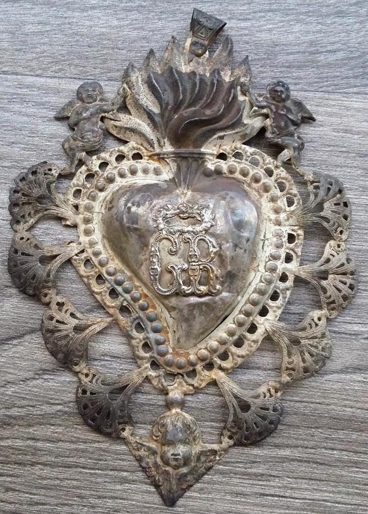 19-eeuw Groot Zilveren Ex Voto Votiefgeschenk Kerk Klooster, Antiek en Kunst, Antiek | Goud en Zilver, Zilver, Ophalen of Verzenden