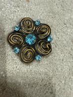 Vintage Broche met Blauwe Strass Stenen, Overige materialen, 4 tot 7 cm, Gebruikt, Blauw