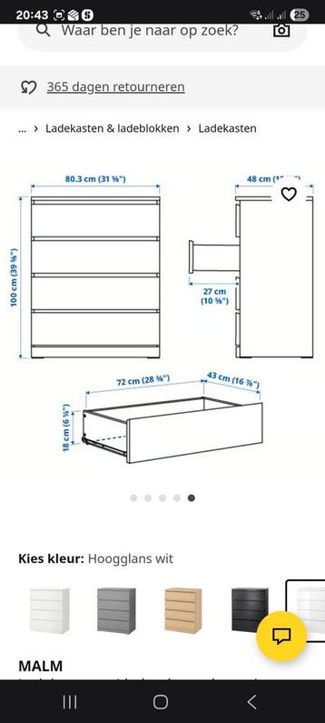 Ikea Malm ladekast met vier lades - afbeelding 4