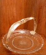 Antieke serveerschaal glas met zilver., Ophalen of Verzenden