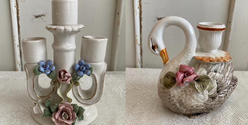Brocante porseleinen kandelaar - kandelaars / Italiaans, Huis en Inrichting, Woonaccessoires | Kandelaars en Kaarsen, Gebruikt