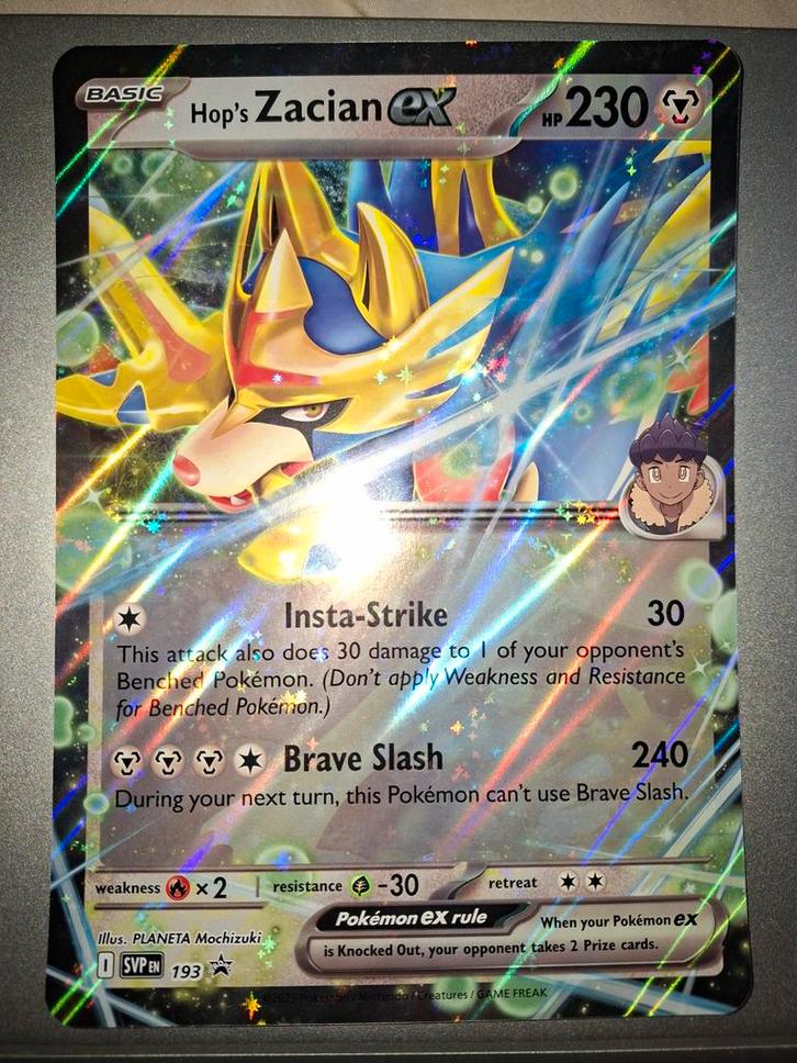 Hop's Zacian EX - Jumbo, Hobby en Vrije tijd, Verzamelkaartspellen | Pokémon, Zo goed als nieuw, Losse kaart, Foil, Ophalen of Verzenden