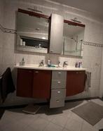 Mooie badkamermeubel met spiegelkast, dubbele wastafel, Ophalen, Gebruikt, 100 tot 150 cm, Minder dan 100 cm