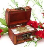 Zeer mooi antieke look schatkist trouwringen doosje., Ophalen of Verzenden, Nieuw, Feestartikel, Geboorte of Huwelijk
