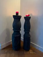 Uit hout gesneden kaarsenstandaard, Huis en Inrichting, Woonaccessoires | Kandelaars en Kaarsen, Ophalen, Overige materialen, Zwart